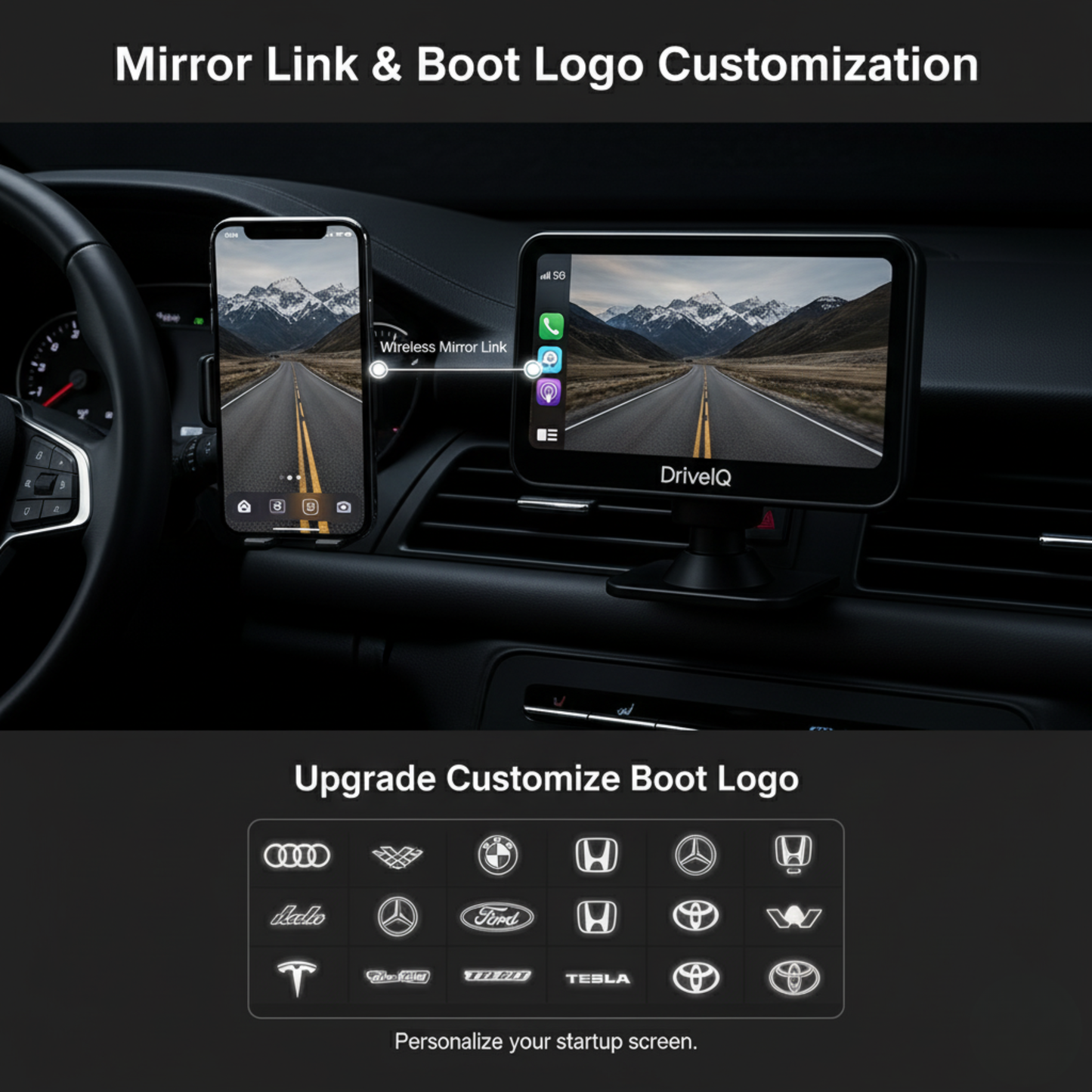 DriveIQ Wireless CarPlay & Android Auto Screen